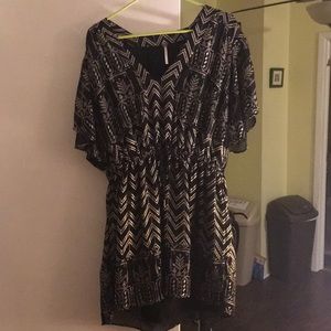 Gold and black Free People v neck dress